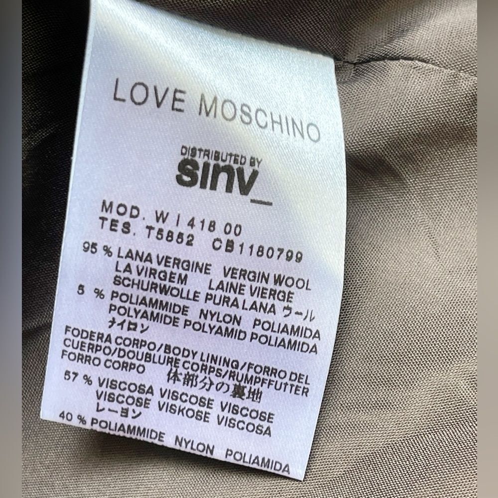Love Moschino Designer Brown and Blue pin-striped Women's wool Blazer 44/8 NWT - Picture 10 of 10